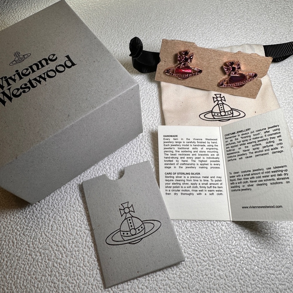 Authentic Vivienne Westwood Purple mother of pearls crystals orb Zineb earrings